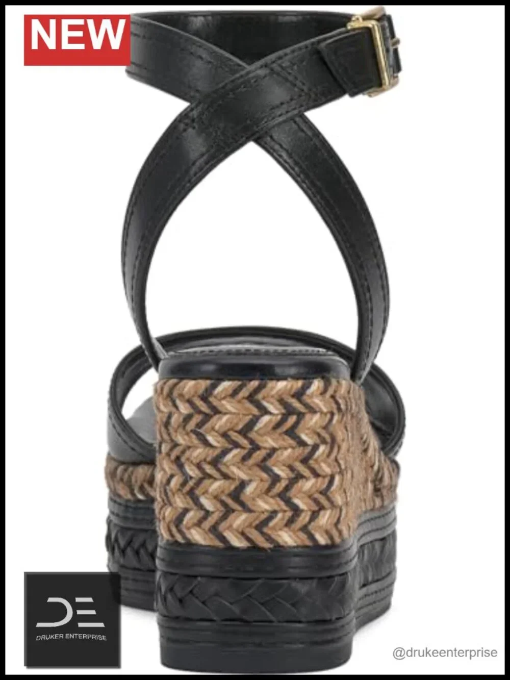 Leather Espadrille Wedge Sandals Ankle Strap Open Toe
